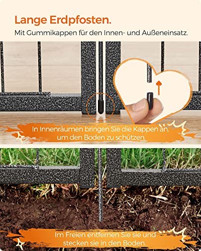 FEANDREA lekegrind for kjledyr, hunder, kaniner og sm dyr, for innendrs og utendrs bruk - grtt metall