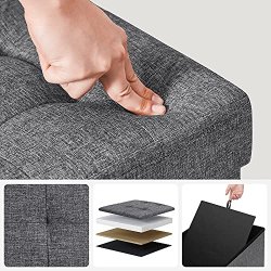 SONGMICS bnk, sammenklappelig, m. klaplg - mrkegr imiteret linned (110x38)