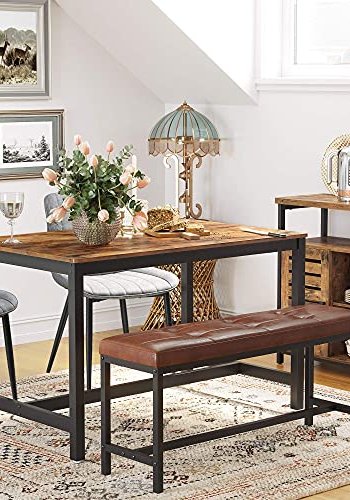 VASAGLE spisebord, rektangulr - rustik brun spnplade og sort jern (120x75)