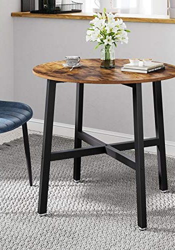 VASAGLE spisebord, rundt - brun sponplate og sort stl (80)