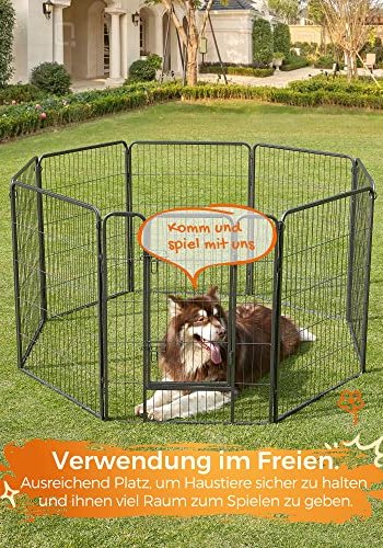 FEANDREA lekegrind for kjledyr, hunder, kaniner og sm dyr, for innendrs og utendrs bruk - grtt metall