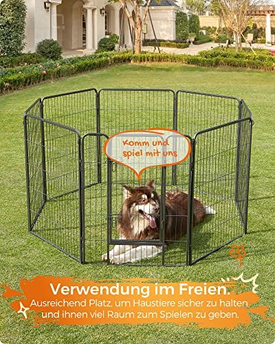 FEANDREA lekegrind for kjledyr, hunder, kaniner og sm dyr, for innendrs og utendrs bruk - grtt metall