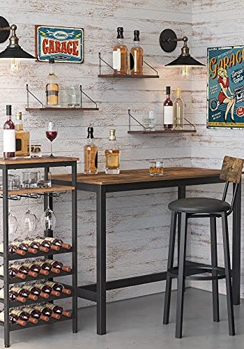 VASAGLE vinreol, til 20 flasker, m. glasholder og 1 hylde - rustik brun spnplade og sort stl