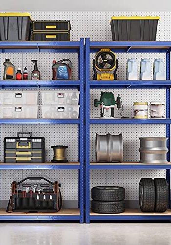 SONGMICS hylle for verktyrom, m. 5 hyller - naturlig MDF og bltt stl