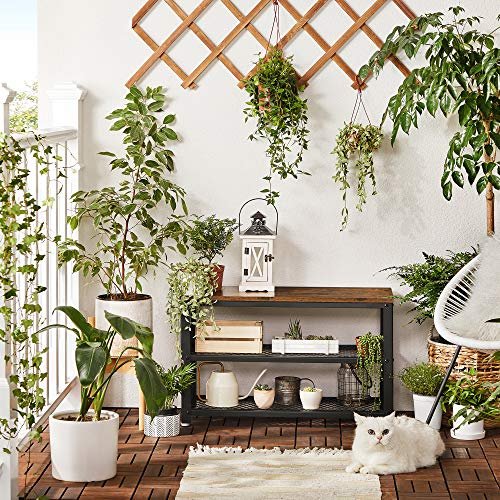 VASAGLE skohylle, m. 2 nettinghyller - brun sponplate og sort stl