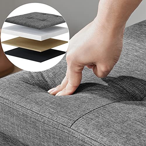 Songmics benk, sammenleggbar, med lokk og metalldeler - mrkegr imitert lin (110x38)