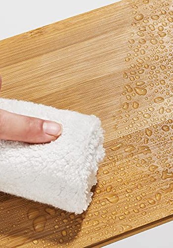 SONGMICS krydderhylle, stablebar - naturlig bambus og svart metall (sett med 2)