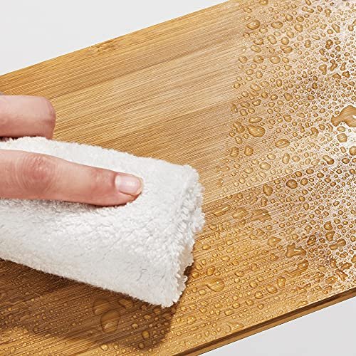 SONGMICS krydderhylle, stablebar - naturlig bambus og svart metall (sett med 2)