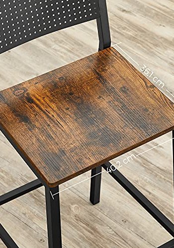 VASAGLE barkrakk, med rygg og fotsttte - rustikk brun sponplate og sort stl