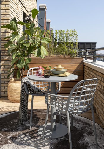 ZUIVER Moon utendrs teppe, m mnster, rundt - steingr decolan (200)