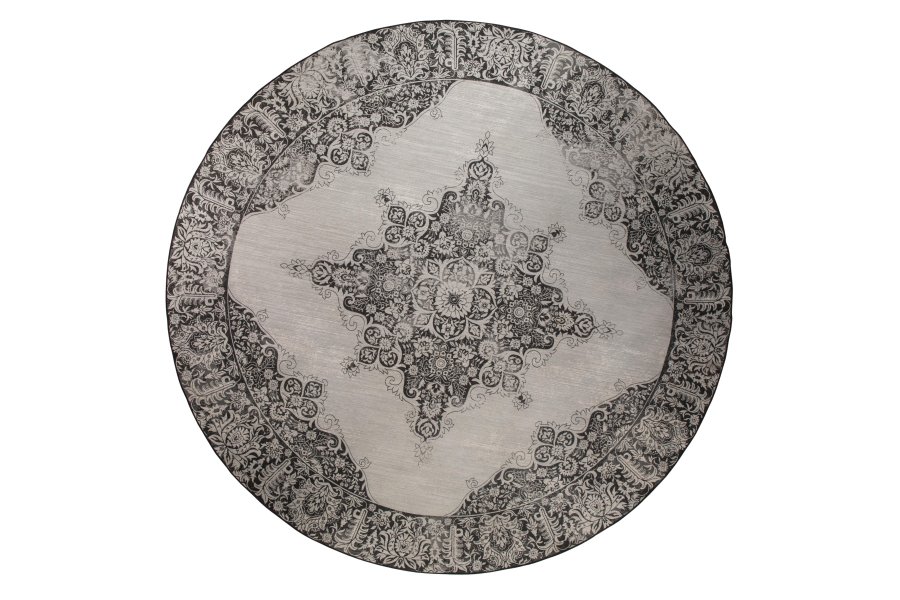 ZUIVER Coventry utendrs teppe, rundt - svart polyester/decolan (280)