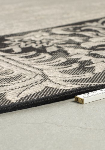 ZUIVER Coventry utendrs teppe, rundt - svart polyester/decolan (280)