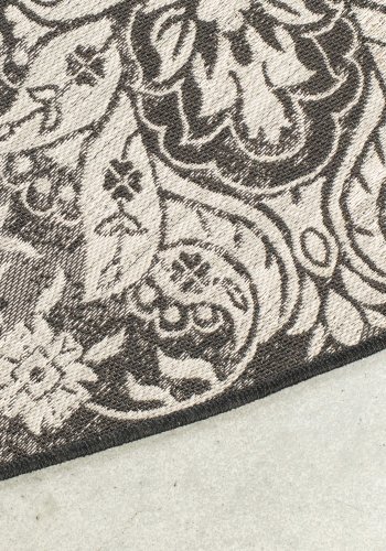 ZUIVER Coventry utendrs teppe, rundt - svart polyester/decolan (280)