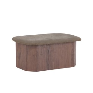 VENTURE DESIGN Todd puf, rektangulr - mokka polyester og brun MDF (88x59)