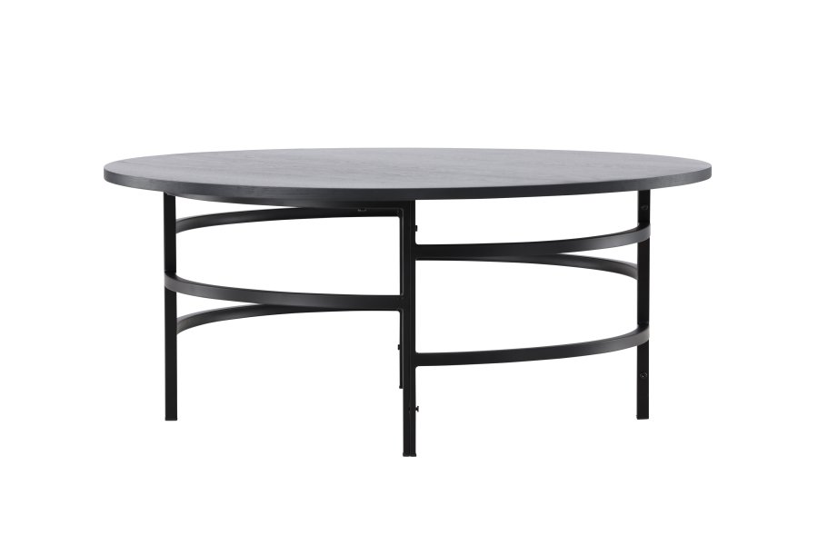 VENTURE DESIGN Copenhagen Couchtisch, rund – schwarzes MDF und schwarzes Metall (100)