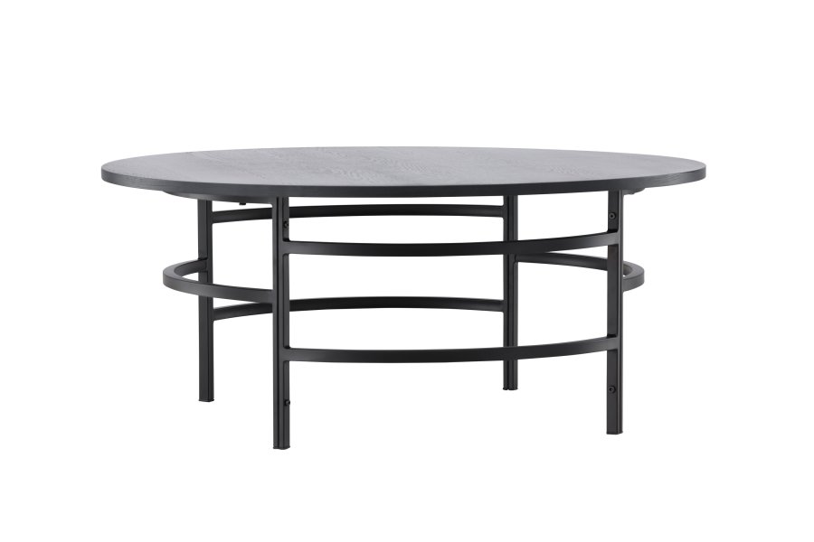 VENTURE DESIGN Copenhagen Couchtisch, rund – schwarzes MDF und schwarzes Metall (100)