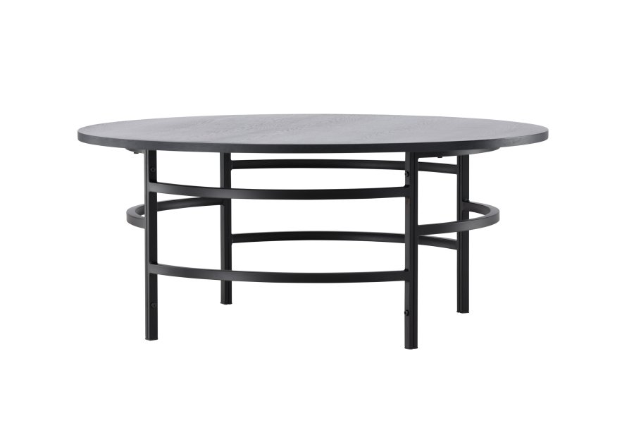 VENTURE DESIGN Copenhagen Couchtisch, rund – schwarzes MDF und schwarzes Metall (100)