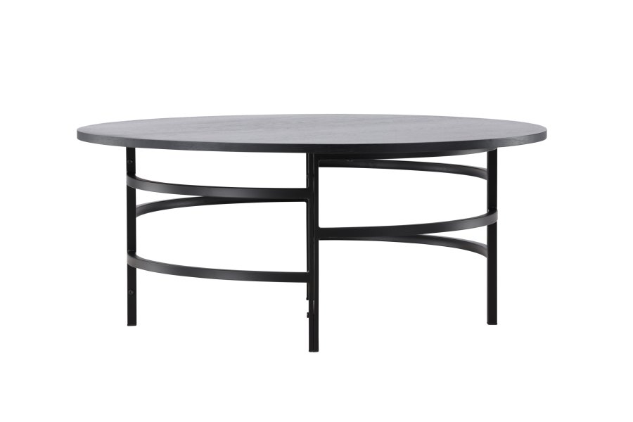 VENTURE DESIGN Copenhagen Couchtisch, rund – schwarzes MDF und schwarzes Metall (100)