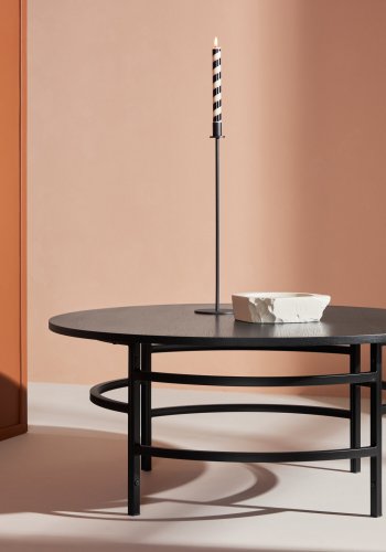 VENTURE DESIGN Copenhagen Couchtisch, rund – schwarzes MDF und schwarzes Metall (100)