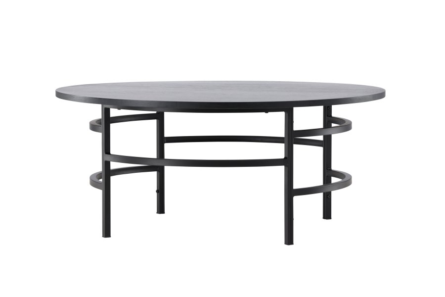 VENTURE DESIGN Copenhagen Couchtisch, rund – schwarzes MDF und schwarzes Metall (100)