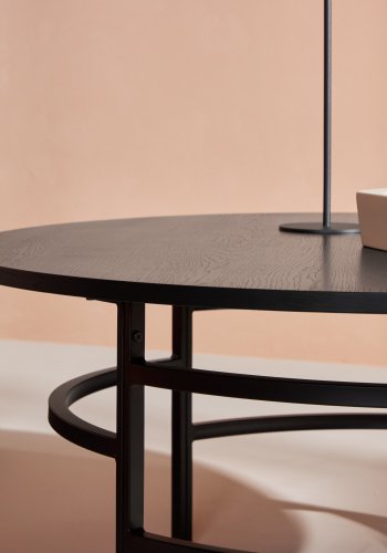 VENTURE DESIGN Copenhagen Couchtisch, rund – schwarzes MDF und schwarzes Metall (100)