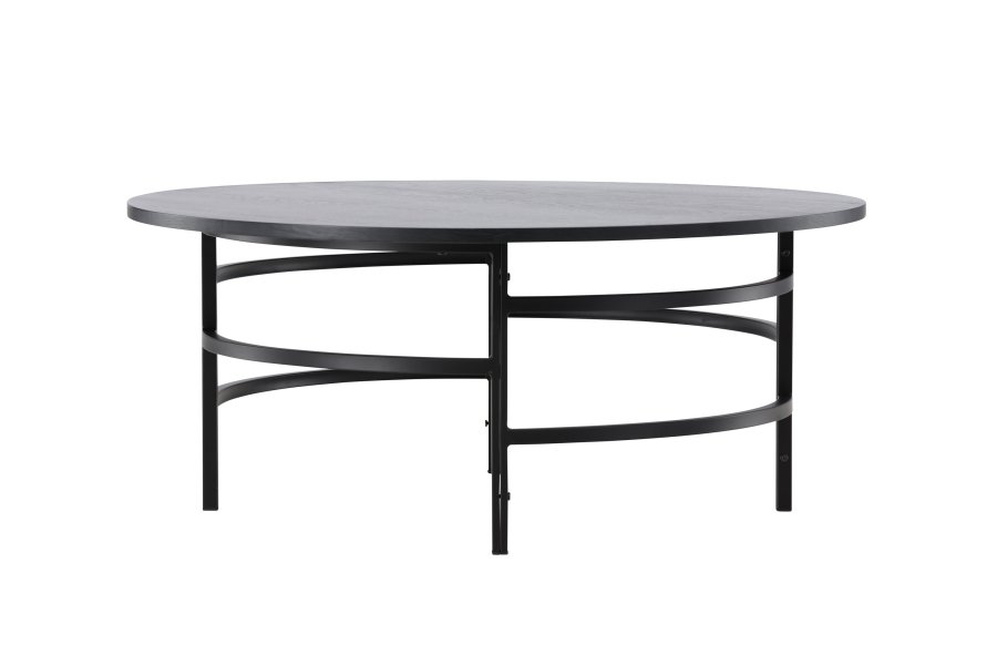 VENTURE DESIGN Copenhagen Couchtisch, rund – schwarzes MDF und schwarzes Metall (100)