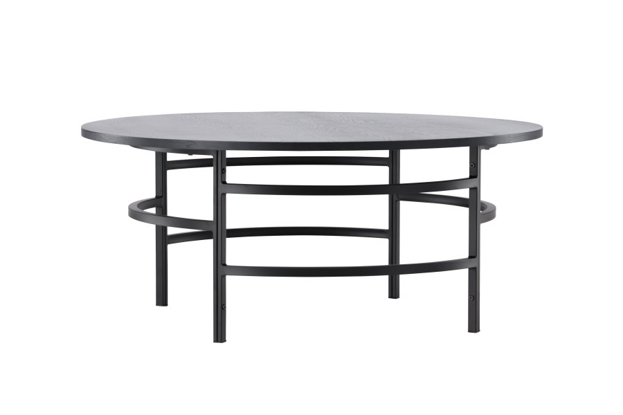VENTURE DESIGN Copenhagen Couchtisch, rund – schwarzes MDF und schwarzes Metall (100)
