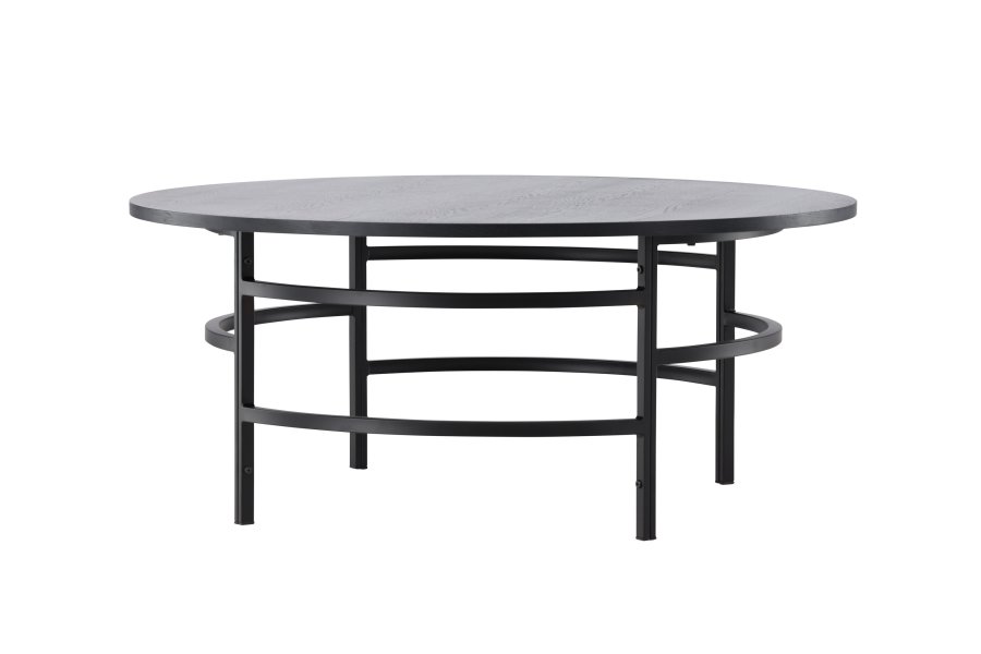 VENTURE DESIGN Copenhagen Couchtisch, rund – schwarzes MDF und schwarzes Metall (100)