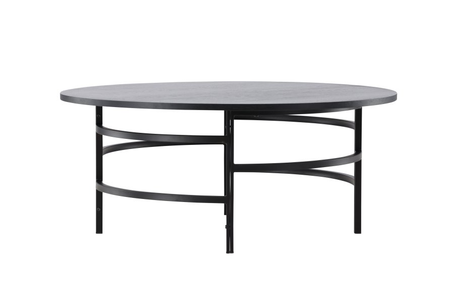 VENTURE DESIGN Copenhagen Couchtisch, rund – schwarzes MDF und schwarzes Metall (100)