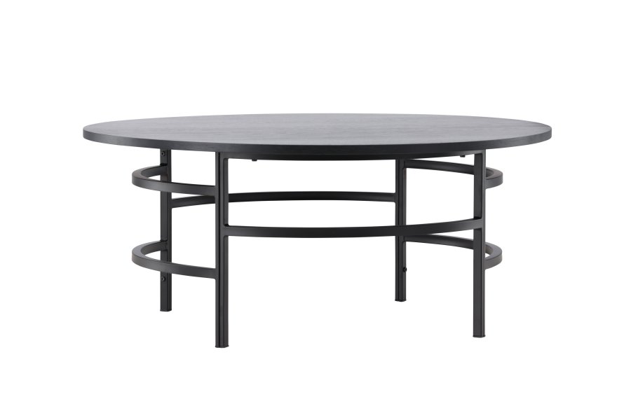 VENTURE DESIGN Copenhagen Couchtisch, rund – schwarzes MDF und schwarzes Metall (100)