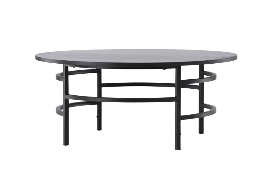 VENTURE DESIGN Copenhagen Couchtisch, rund – schwarzes MDF und schwarzes Metall (100)