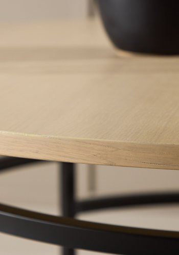VENTURE DESIGN Copenhagen Couchtisch, rund – weiß getünchtes MDF und schwarzes Metall (100)