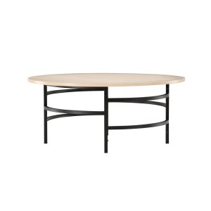 VENTURE DESIGN Copenhagen soffbord, runt - vitkalkad MDF och svart metall (100)