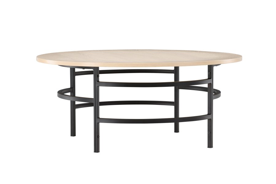 VENTURE DESIGN Copenhagen Couchtisch, rund – weiß getünchtes MDF und schwarzes Metall (100)