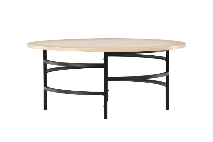 VENTURE DESIGN Copenhagen Couchtisch, rund – weiß getünchtes MDF und schwarzes Metall (100)