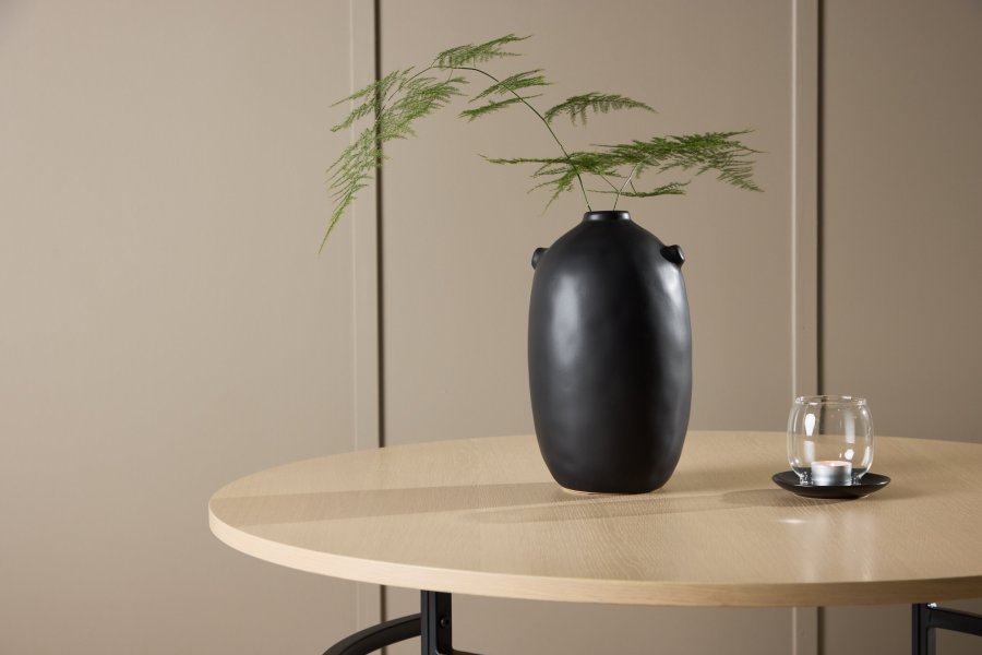 VENTURE DESIGN Copenhagen Couchtisch, rund – weiß getünchtes MDF und schwarzes Metall (100)