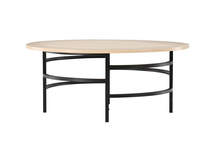 VENTURE DESIGN Copenhagen Couchtisch, rund – weiß getünchtes MDF und schwarzes Metall (100)