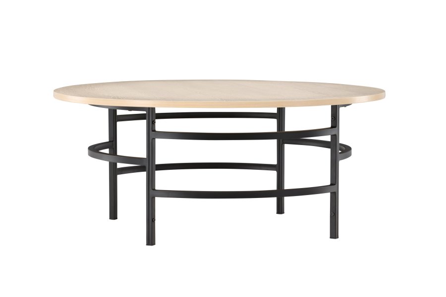 VENTURE DESIGN Copenhagen Couchtisch, rund – weiß getünchtes MDF und schwarzes Metall (100)