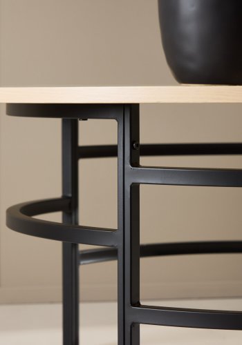 VENTURE DESIGN Copenhagen Couchtisch, rund – weiß getünchtes MDF und schwarzes Metall (100)