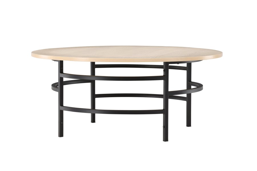 VENTURE DESIGN Copenhagen Couchtisch, rund – weiß getünchtes MDF und schwarzes Metall (100)