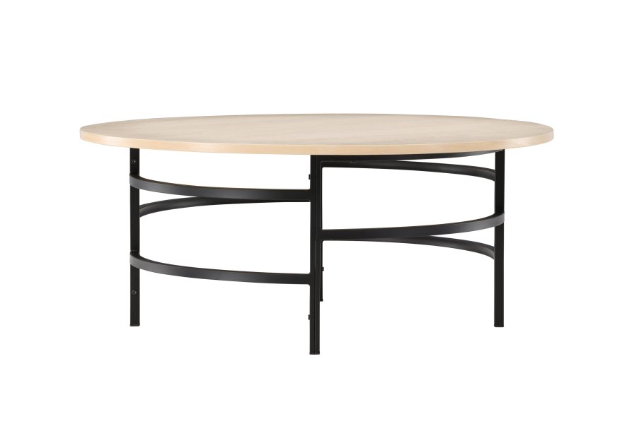 VENTURE DESIGN Copenhagen Couchtisch, rund – weiß getünchtes MDF und schwarzes Metall (100)