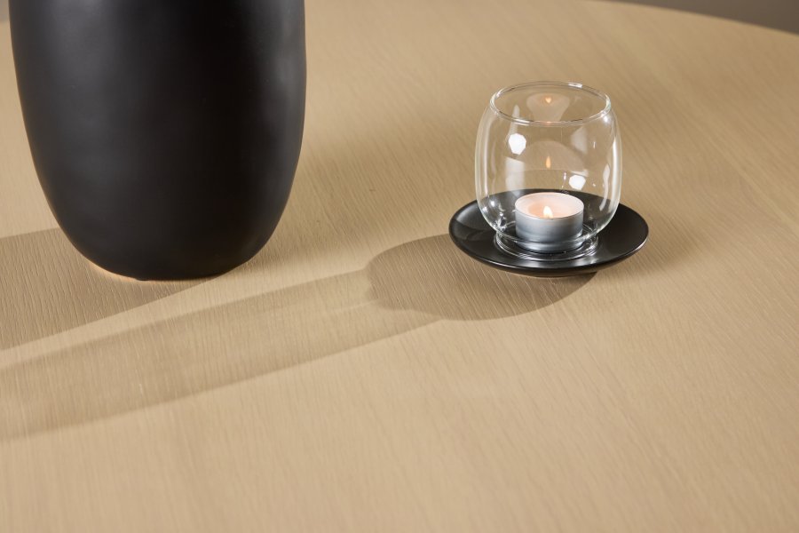 VENTURE DESIGN Copenhagen Couchtisch, rund – weiß getünchtes MDF und schwarzes Metall (100)