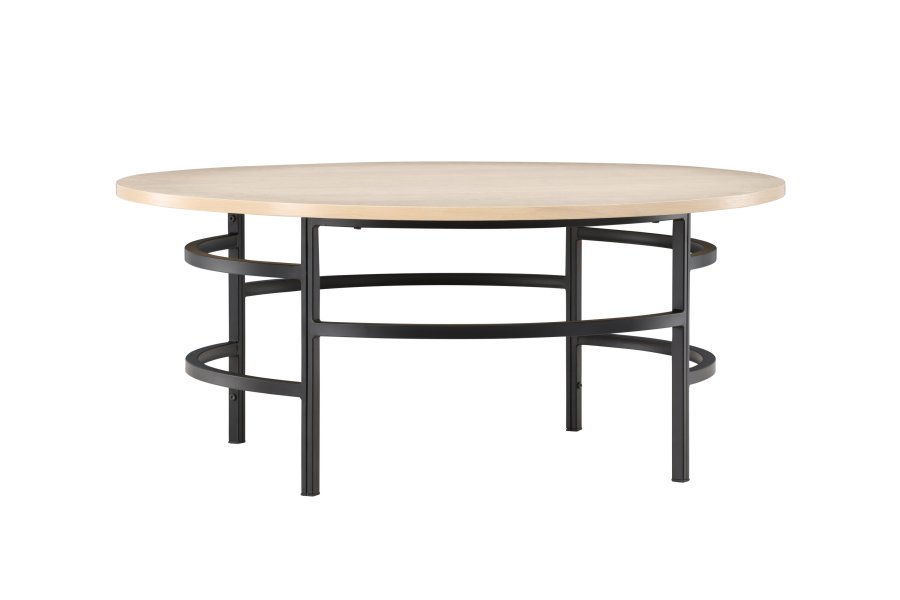 VENTURE DESIGN Copenhagen Couchtisch, rund – weiß getünchtes MDF und schwarzes Metall (100)