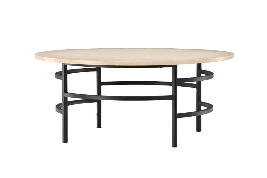 VENTURE DESIGN Copenhagen Couchtisch, rund – weiß getünchtes MDF und schwarzes Metall (100)