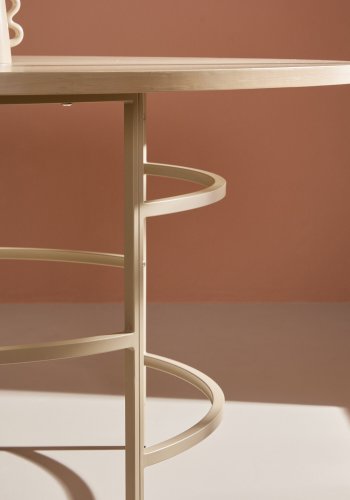 VENTURE DESIGN Copenhagen Esstisch, rund – weiß getünchtes MDF und beigefarbenes Metall (140)
