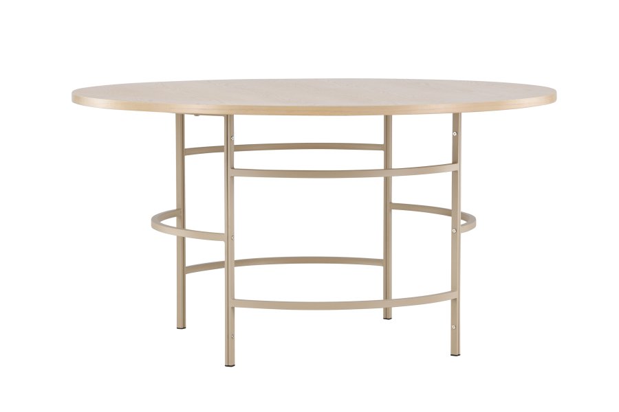 VENTURE DESIGN Copenhagen Esstisch, rund – weiß getünchtes MDF und beigefarbenes Metall (140)