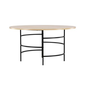 VENTURE DESIGN Copenhagen matbord, runt - vitkalkad MDF och svart metall (140)