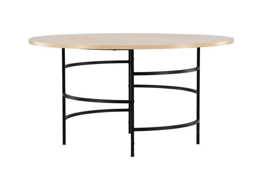 VENTURE DESIGN Copenhagen spisebord, rundt - hvitkalket MDF og svart metall (140)