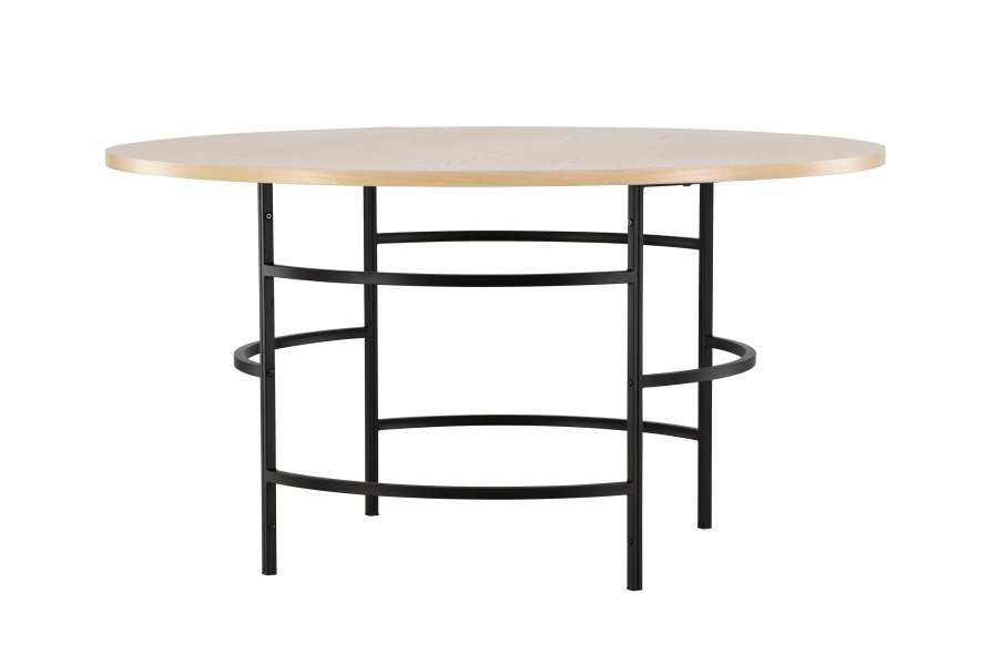 VENTURE DESIGN Copenhagen spisebord, rundt - hvitkalket MDF og svart metall (140)