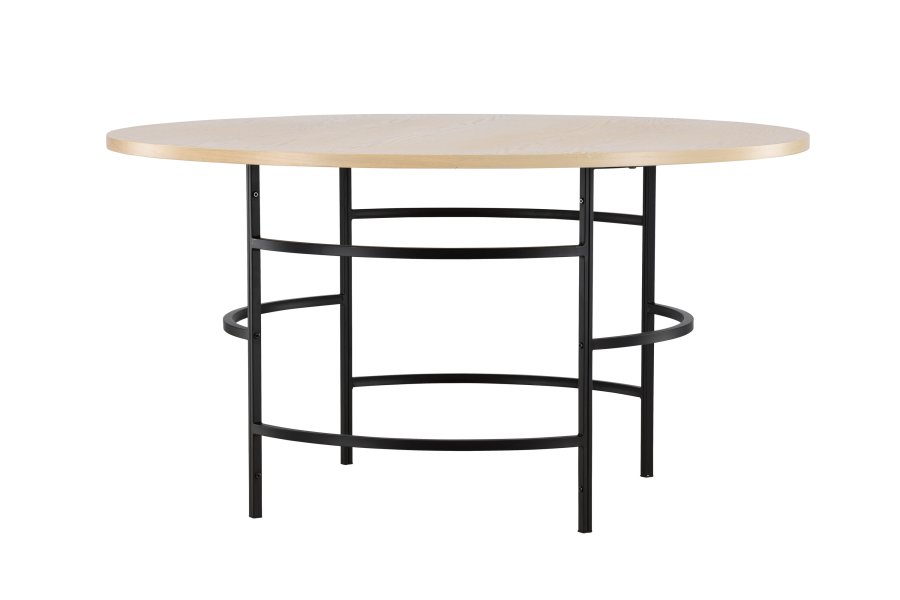 VENTURE DESIGN Copenhagen spisebord, rundt - hvitkalket MDF og svart metall (140)